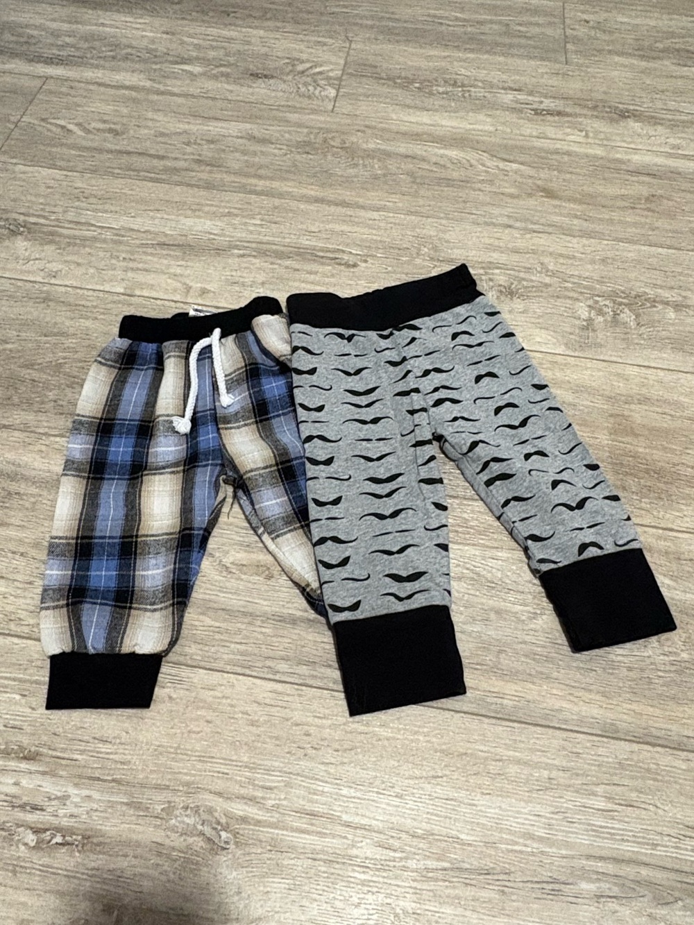 UNBRANDED | Gray Mustache & Blue Plaid Jogger Pants